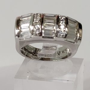 ADI SIGNED STERLING SILVER RING SZ 5.00 CUBIC ZIRCONIA 5.6 G
